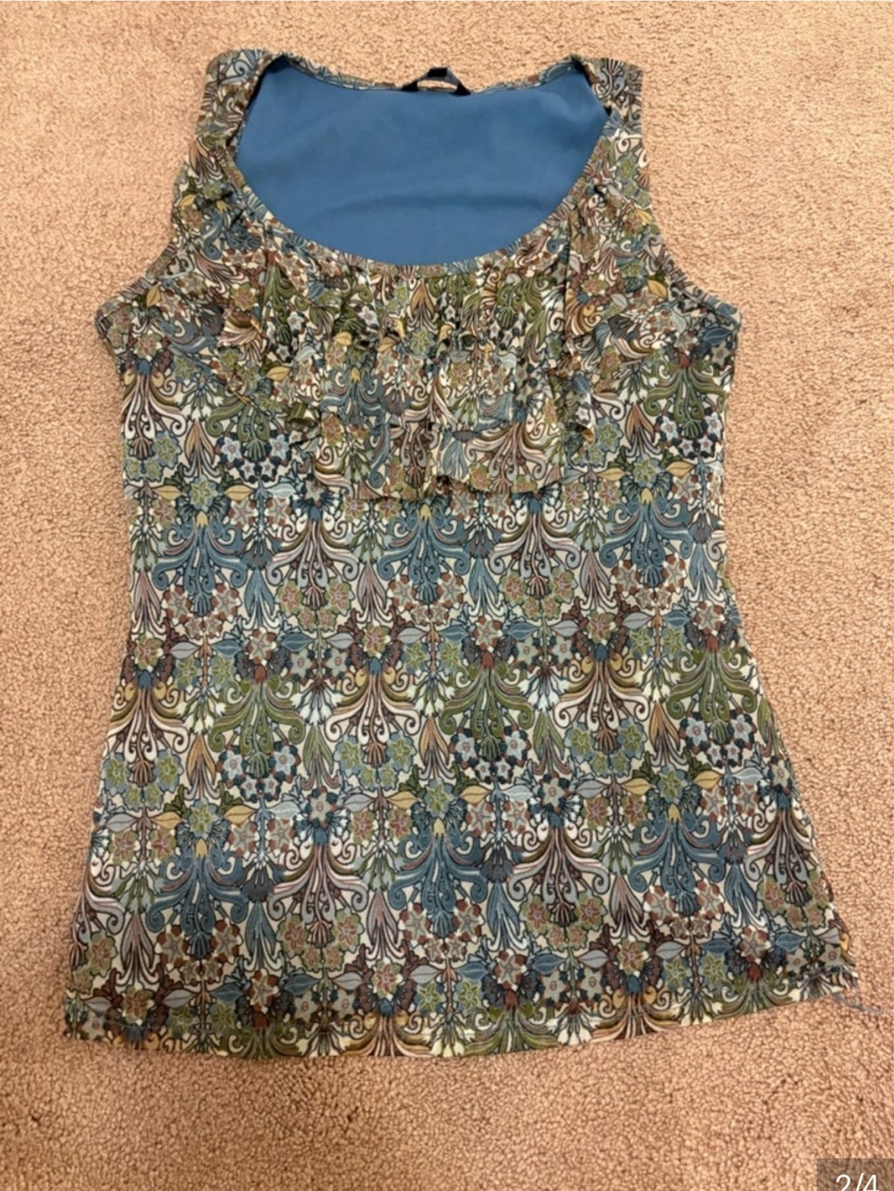 3 for $14 Reitmans Floral Ruffle Camisole with Blue Lining size small